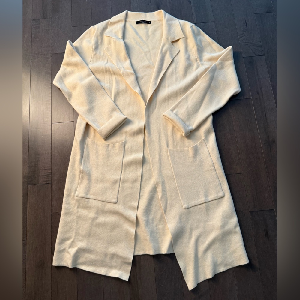 Deluc Cream Long Duster Cardigan